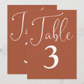 Elegante terracotta eenvoudige grote tafel nummer kaart (Voorkant / Achterkant)