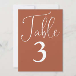 Elegante terracotta eenvoudige grote tafel nummer kaart