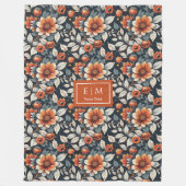 Elegante terracotta en salie groene bloemendeken fleece deken (Voorkant)