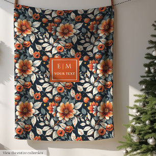 Elegante terracotta en salie groene bloemendeken fleece deken
