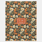 Elegante terracotta en salie groene bloemendeken fleece deken (Voorkant)