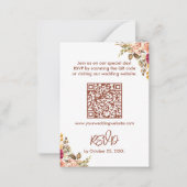 Elegante Terracotta Floral RSVP met QR-code Notitiekaartje (Voorkant)