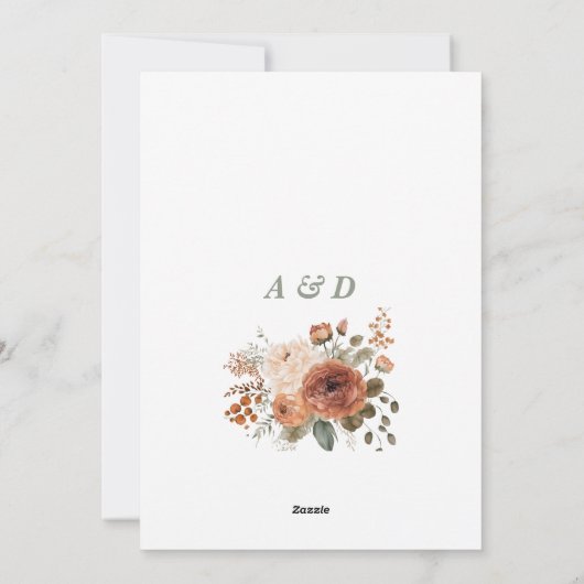 Elegante Terracotta Floral Wedding Save the Date Feestdagenkaart (Achterkant)