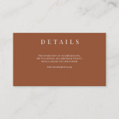 Elegante terracotta formele bruiloft details informatiekaartje (Voorkant)