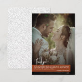 Elegante terracotta foto banner bruiloft bedankkaart (Voorkant / Achterkant)