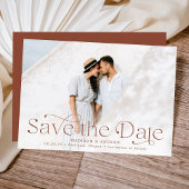 Elegante Terracotta foto bruiloft Save The Date