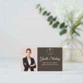 Elegante Terracotta Foto Makelaar QR Code Visitekaartje (Staand voorkant)