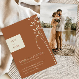 Elegante Terracotta foto save the date Kaart