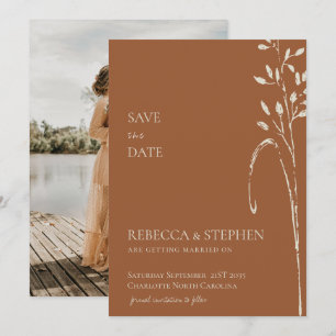 Elegante Terracotta foto save the date uitnodiging