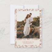 Elegante Terracotta Foto Victoriaans bruiloft Kaart (Achterkant)