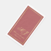 Elegante Terracotta Gold Monogram Script Wedding Servet (Hoek)