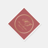 Elegante Terracotta Gold Monogram Script Wedding Servet (Hoek)