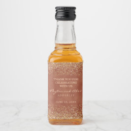 Elegante Terracotta Gouden Glitter Bruiloft Likeurfles Etiket
