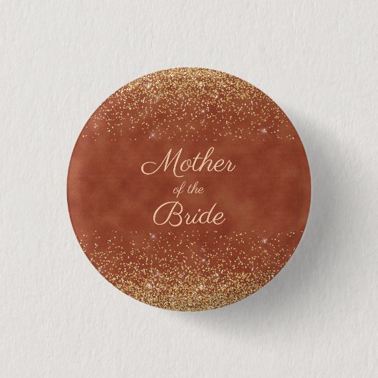 Elegante Terracotta Gouden Glitter Moeder Bruid Ronde Button 3,2 Cm (Voorkant)