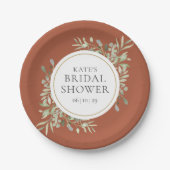 Elegante Terracotta Gouden Groene Bruidsdouche Papieren Bordje (Voorkant)
