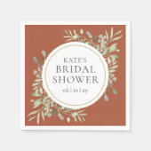 Elegante Terracotta Gouden Groene Bruidsfeest Servet (Voorkant)