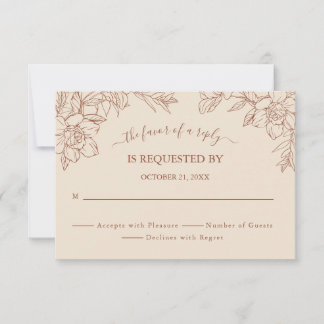Elegante terracotta grillige bruiloft reactie Kaar RSVP Kaartje