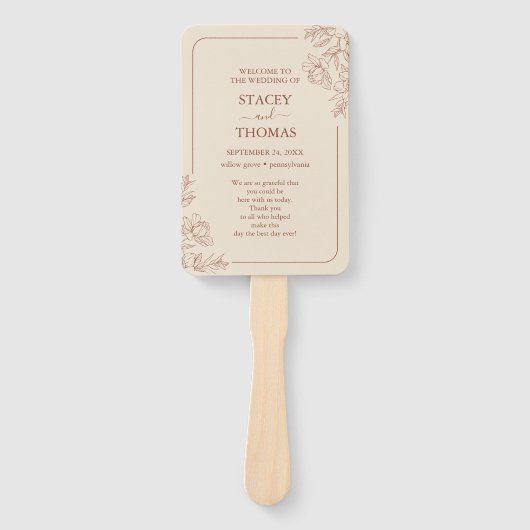 Elegante terracotta grillige bruiloft set van fans handwaaier (Voorkant)