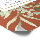Elegante terracotta groen bruiloft zitgrafiek poster (Hoek)