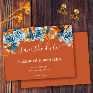 Elegante Terracotta Groene Navy En Roest Huwelijk Save The Date