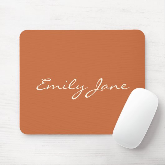 Elegante Terracotta Handgeschreven Script Naam Cus Muismat (Met muis)