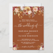 Elegante terracotta Herfst bloemenbruiloft Kaart (Voorkant)