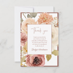 Elegante Terracotta Herfst Bloemstuk Rouwservice Bedankkaart