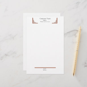 Elegante Terracotta Hoek— met Footer Briefpapier