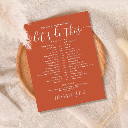 Elegante Terracotta Huwelijksplanning Tijdslijn