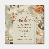 Elegante Terracotta Ivoor Salie Bloemige 'Save the Magneet (Voorkant)