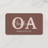 Elegante Terracotta Kapsalon QR Code Visitekaartje (Voorkant)