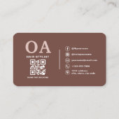 Elegante Terracotta Kapsalon QR Code Visitekaartje (Achterkant)