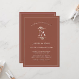 Elegante Terracotta Klassieke Beginletters Trouw  Kaart