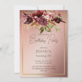 Elegante terracotta maroon herfstbloemen verjaarda kaart (Voorkant)