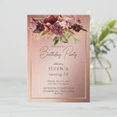 Elegante terracotta maroon herfstbloemen verjaarda kaart (Staand voorkant)