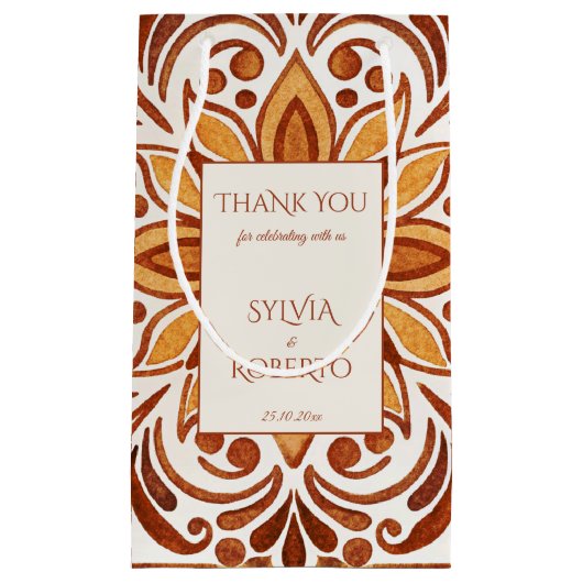 Elegante Terracotta Mexicaanse Talavera bruiloft g Klein Cadeauzakje (Voorkant)