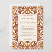 Elegante Terracotta Mexicaanse Talavera bruiloft Kaart (Voorkant)