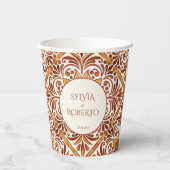 Elegante Terracotta Mexicaanse Talavera bruiloft Papieren Bekers (Achterkant)
