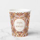 Elegante Terracotta Mexicaanse Talavera bruiloft Papieren Bekers (Voorkant)