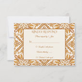 Elegante Terracotta Mexicaanse Talavera bruiloft RSVP Kaartje (Voorkant)