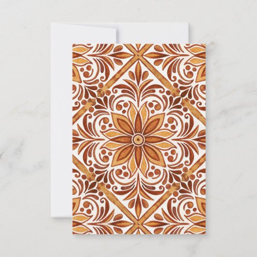 Elegante Terracotta Mexicaanse Talavera bruiloft RSVP Kaartje (Achterkant)