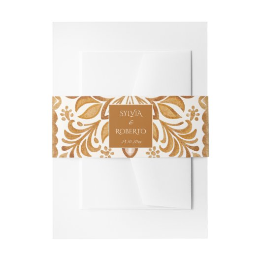 Elegante Terracotta Mexicaanse Talavera bruiloft Uitnodigingen Wikkel (Voorkant Voorbeeld)