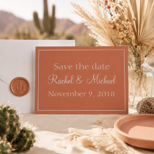 Elegante Terracotta Minimalistische Bewaar de Datu Save The Date