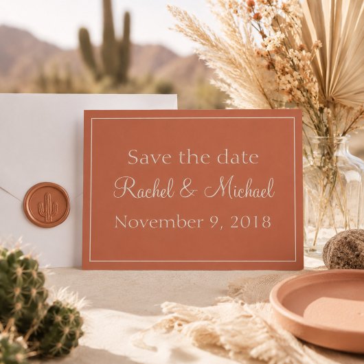 Elegante Terracotta Minimalistische Bewaar de Datu Save The Date