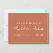 Elegante Terracotta Minimalistische Bewaar de Datu Save The Date (Voorkant)