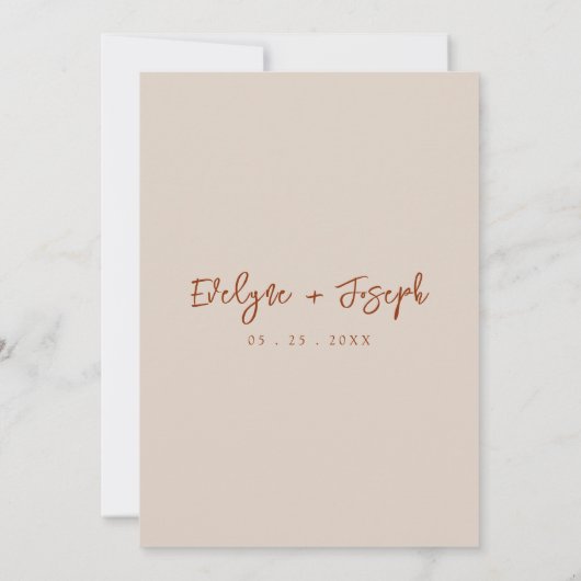 Elegante Terracotta Minimalistische Boho RSVP brui Kaart (Achterkant)