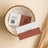 Elegante terracotta minimalistische QR-code Modern Visitekaartje