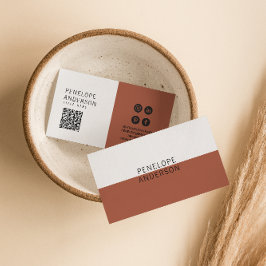 Elegante terracotta minimalistische QR-code Modern Visitekaartje