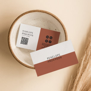 Elegante terracotta minimalistische QR-code Modern Visitekaartje