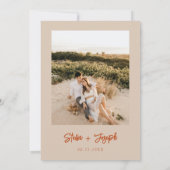 Elegante terracotta moderne boho chique foto bruil save the date (Achterkant)
